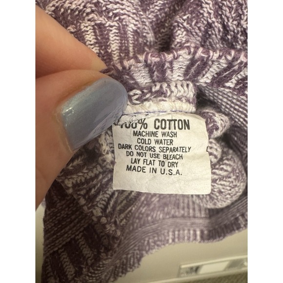 VTG Crew Cotton Fair Isle Purple White Crew Sweater M - Picture 2 of 9